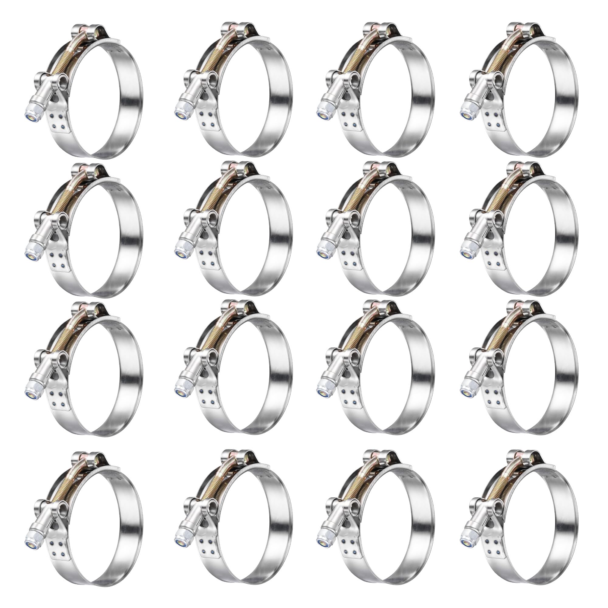 Photo 1 of SEKSUALA 16Pack 1.75" T Bolt Hose Clamps - 304 Stainless Steel Turbo Intake Clamp for Turbo Tubes, Intercooler Pipes, Heavy Duty Radiator Hose Clamps Adjustable Range 51mm-57mm for 1.75" Hose ID