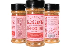 AUNTIE NONO'S Auntie Nono’s Firecracker Sea Salt Seasoning - Hot Jalapeno Seasoning Salt - Organic Sea Salt Infused Seasoning - Spicy Salt Pepper Seasoning for Soups, Salads, Pizza, Popcorn.