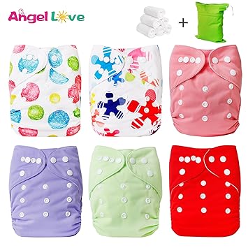 anmababy 4 pack adjustable size waterproof washable pocket cloth diapers with 4 inserts and wet bag