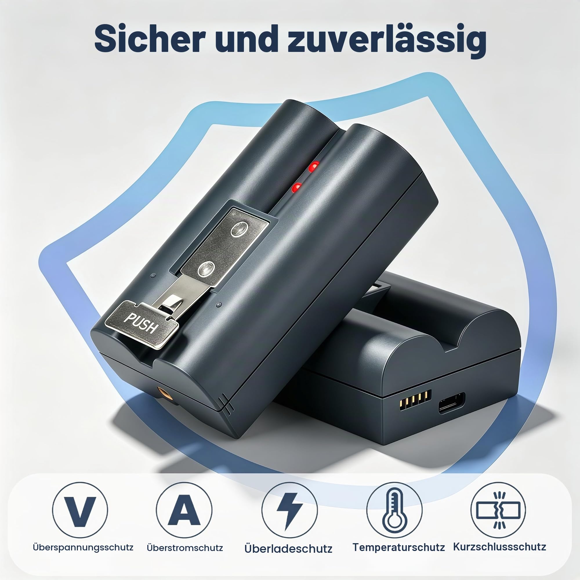2 Stück 6040mAh Akku und Ladegerät für Ring Video Doorbell 2/3/4/3 Plus Kamera, Stick Up Cam (2. und 3. Gen), Auch für Spotlight Cam und Peephole Cam 6