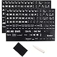 English Keyboard Stickers Full Set Big Letter, Universal PC Computer Laptop Desktop Keyboard Replacement English Keyboard Stickers, Black Background with White Lettering-2 Pack