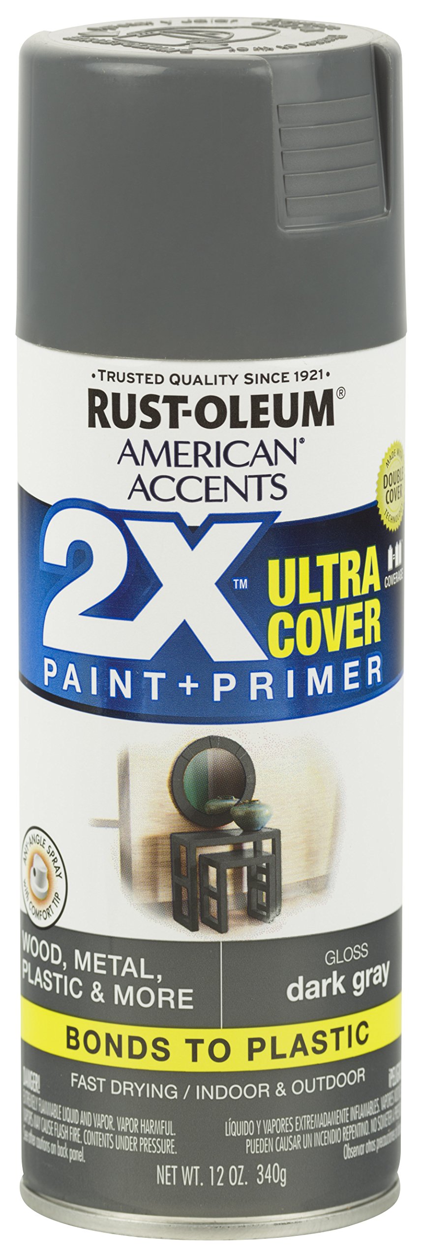 Rust-Oleum 327886 American Accents Spray Paint, 12 oz, Gloss Dark Gray