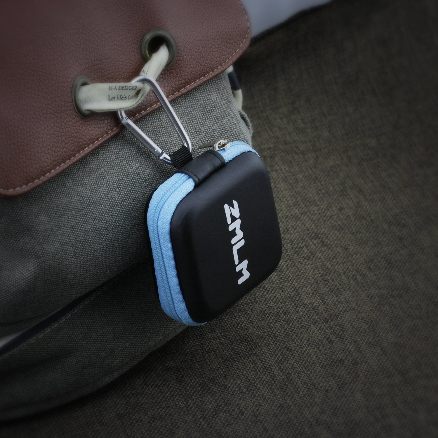 Earbud Carrying Case, ZMLM Mini Storage Pouch with Carabiner for Flash Drive Earphones Headphones USB Cable 4-Pack in 4 Colors