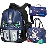 ACEIOT Kids Backpack for School, Boys Backpack with Lunch Bag and Pencil Case, Robot Backpack for Boys, Mochila Para Niños