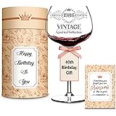 Vintage Engraved Wine Glass - 40th Birthday Gifts Women - 40 Year Old Present For Her - Happy Woman Gift - Forty Ideas for Her - Turning 40 Cup for Wife, Sister, Daughter, Ladies