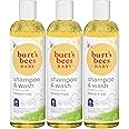 Burt's Bees Baby Shampoo and Body Wash for Sensitive Skin, Fragrance Free, Tear Free, 98% Natural Origin Baby Soap, 12 Fl Oz (Pack of 3)