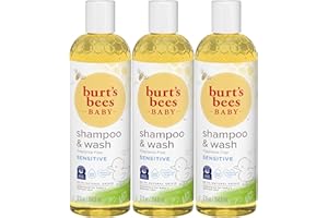 Burt's Bees Baby Shampoo & Wash, Fragrance Free & Tear Free Baby Soap - 12 Ounce Bottle, Pack of 3