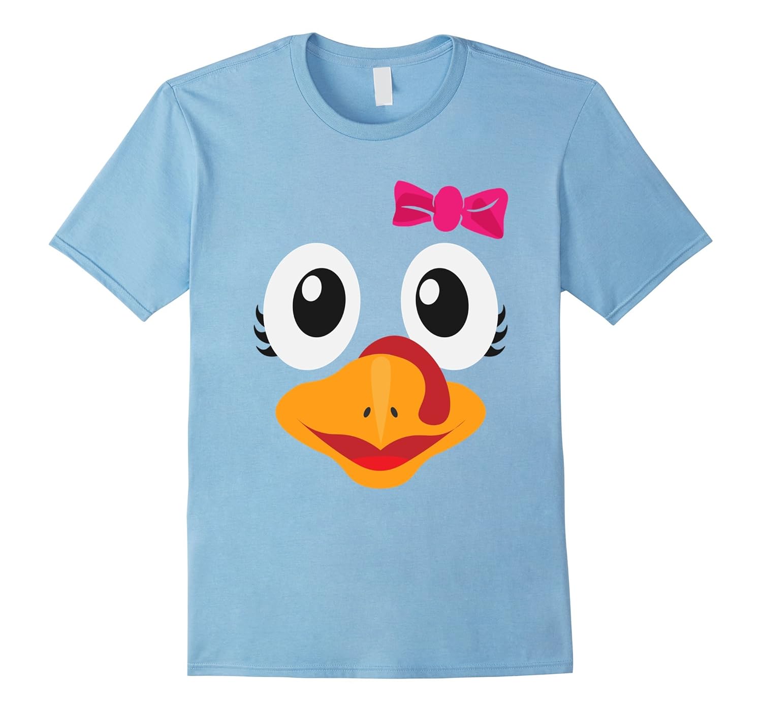 Funny Cute Pink Bow Turkey Face Shirt Thanksgiving Day Tee-Rose