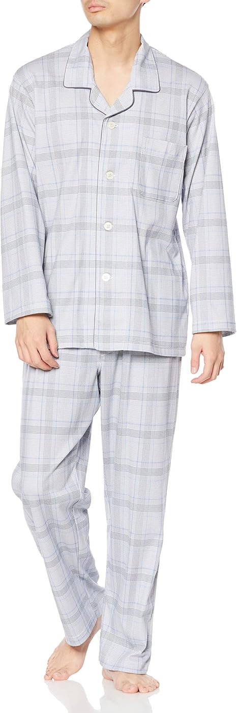 Amazon グンゼ パジャマ Gunze 綿100 保湿加工 スムース 長袖長パンツ パンツ前あき メンズ パジャマ 通販