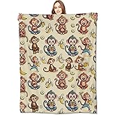 VODRM Monkey and Banana Blanket,Fun Cartoon Jungle Theme Throw Blankets,Birthday Gifts for Kids & Animal Lovers,Lightweight Soft Fleece,for Picnic Sofa Couch Bed Room Travel,Modern Decor,50x60in