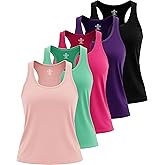 Real Essentials 5 Pack: Women's Racerback Tank Top Dry-Fit Athletic Performance Yoga Activewear (Available in Plus Size)