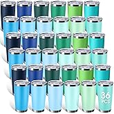 Sieral 36 Packs Stainless Steel Tumbler Bulk with Lid Vacuum Double Wall Insulated Travel Coffee Mug Powder Coated Tumbler Cup for Graduation Wedding Christmas Birthday Party(Cool Color, 20 oz)