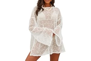 Lilosy Sexy Crochet Sheer Kaftan Caftan Beach Dress Bathing Suit Swim Coverup One Piece
