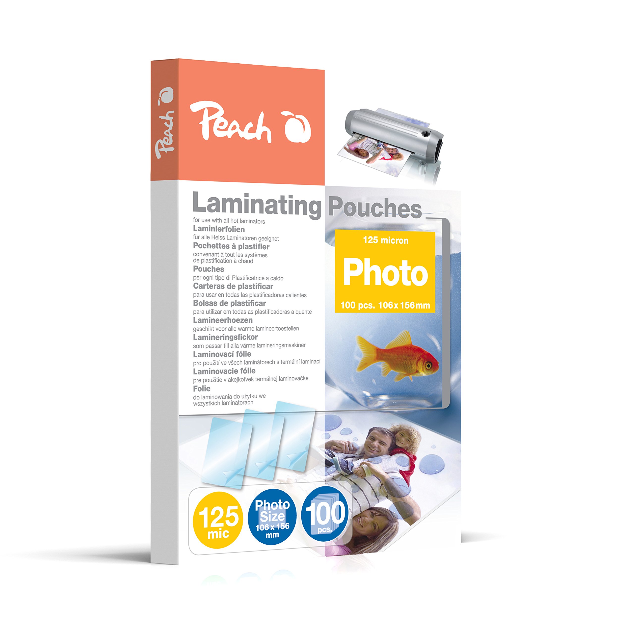 Peach S-PP525-19 Laminating Pouches Photo 106 x 156 mm 125 microns Pack of 100