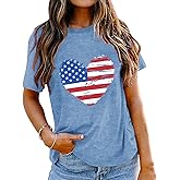 American Flag Shirts for Women 4th of July Tops USA Print T Shirt Casual Short Sleeve American Proud T-Shirt Tops