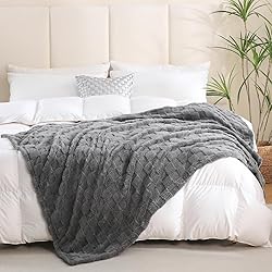 Linecooo Grey Fleece Throw Blanket 60”×80” for