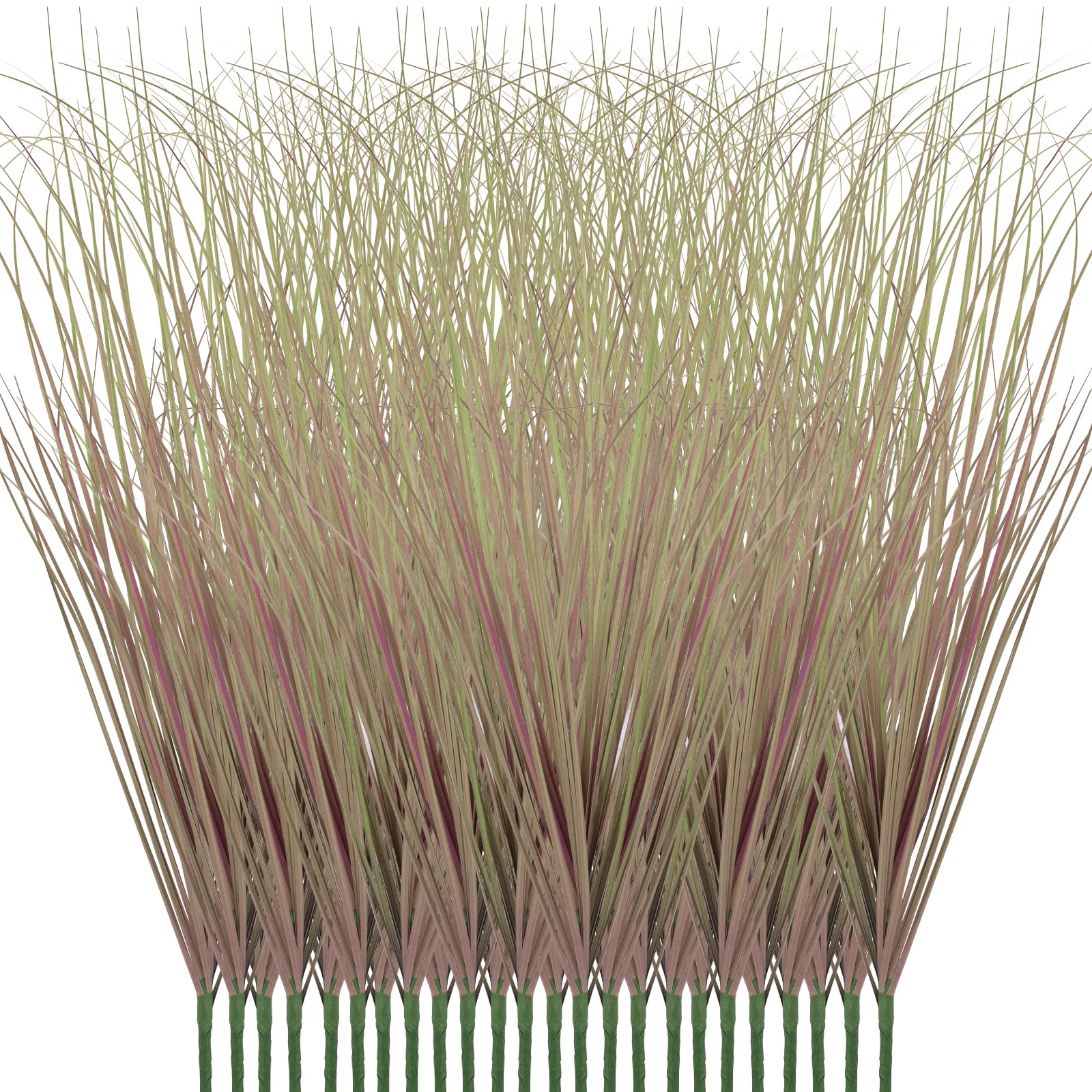 Photo 1 of 24 Bundles Artificial Fall Plants Onion Grass 17 Inch Tall Fake Shrubs Wheat Grass UV Resistant Greenery Stems Autumn Faux Bushes Plant for Indoor Outdoor Garden Office Home Decor?Light Purple?