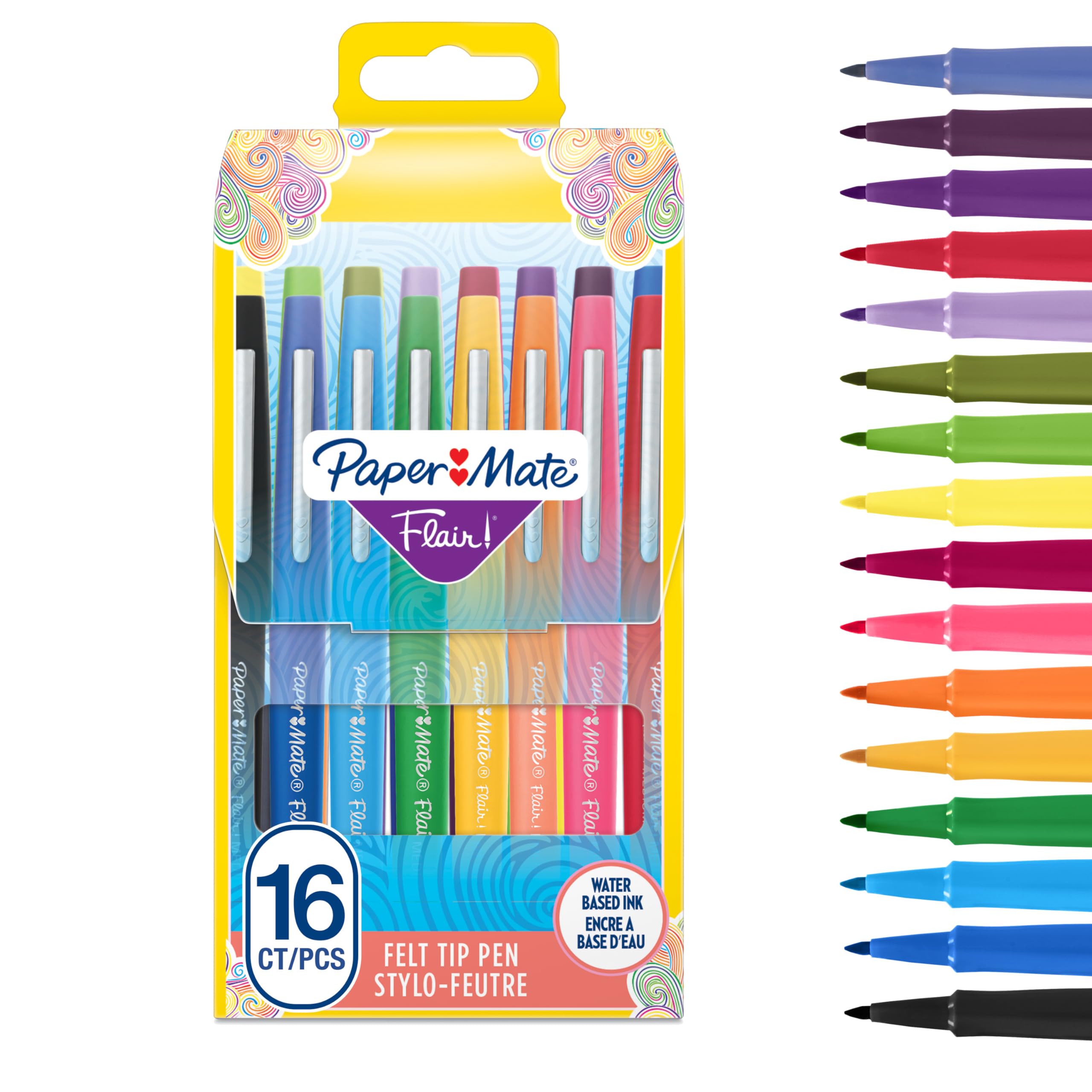 Paper Mate Flair Felt Tip Pens | Medium Point (0.7 mm) Marker Pens | Assorted Colouring Pens | For Kids & Adult Colouring, Journalling & More | 16 Count — image 1
