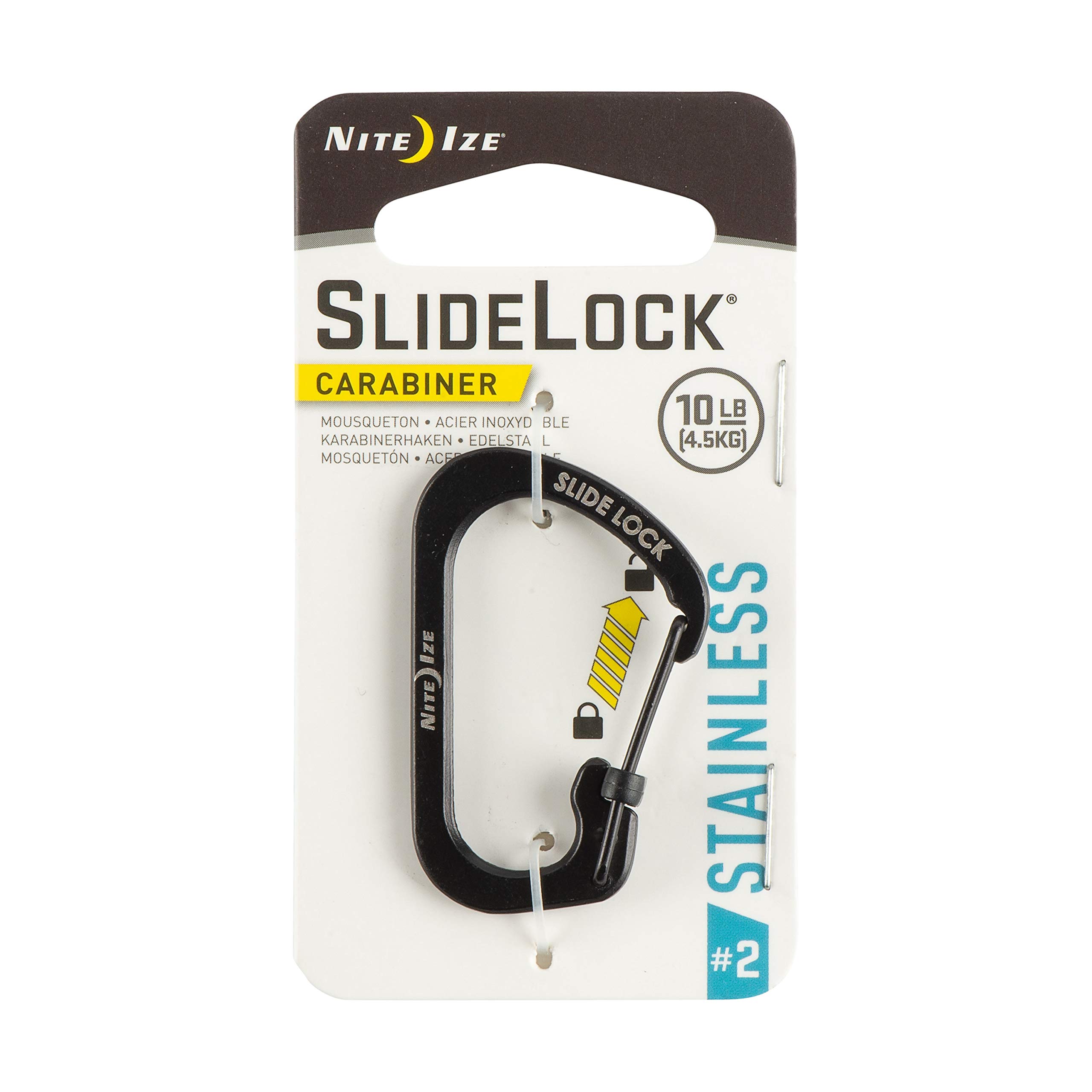 Nite Ize CSL2-01-R6 Stainless Steel Slide Lock, Black, Size 2