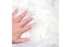 YURDON Faux Fur Fabric Shaggy Craft Fur White Fur for Crafts,Gnomes,Costume,Camera Floor,Decoration,62×18 Inch(Half Yard, White)
