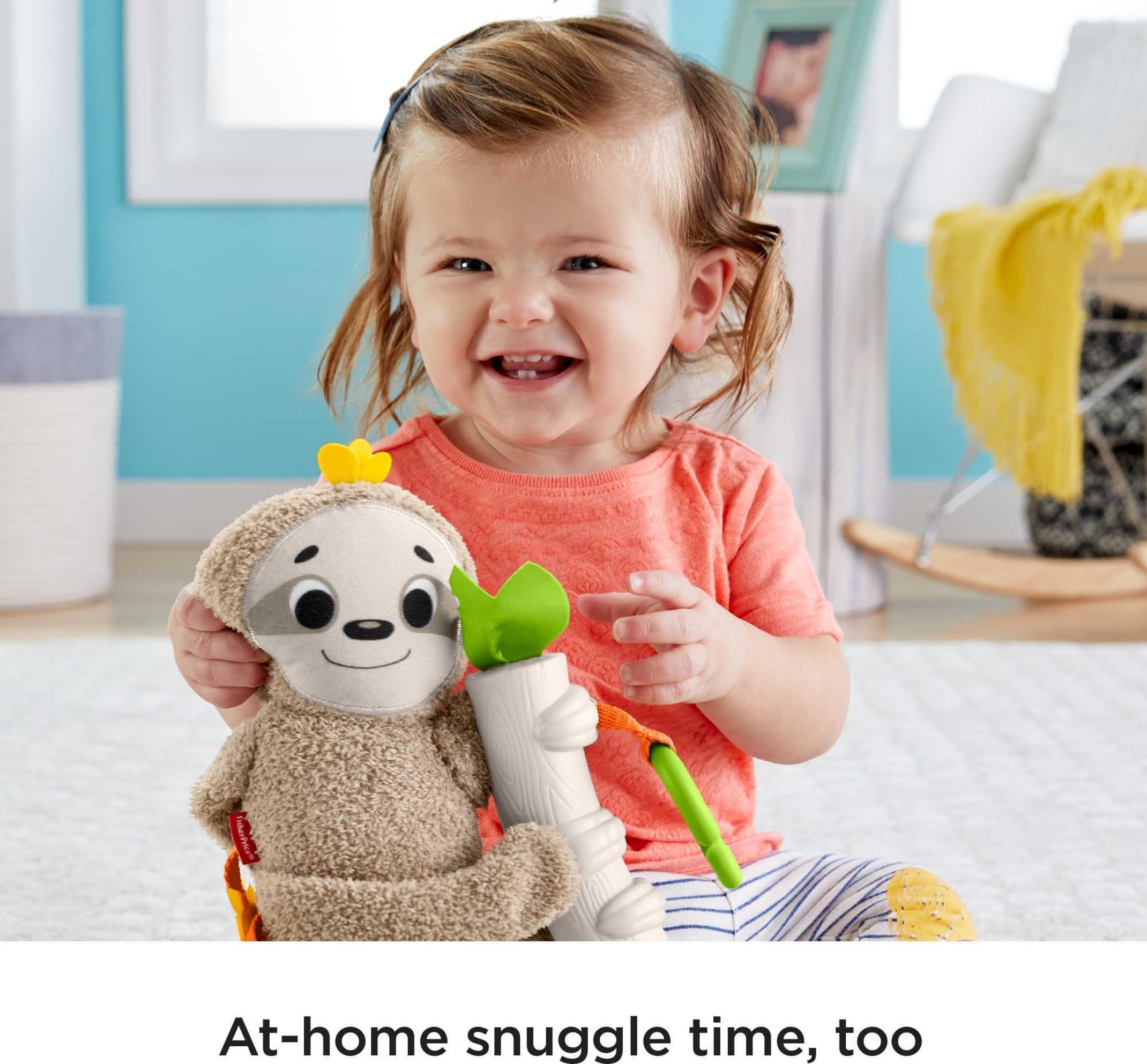 Fisher-Price Baby Toy Slow Much Fun Stroller Sloth, Travel Activity with Motion & Sensory Details for Newborns Ages 0+ Months
