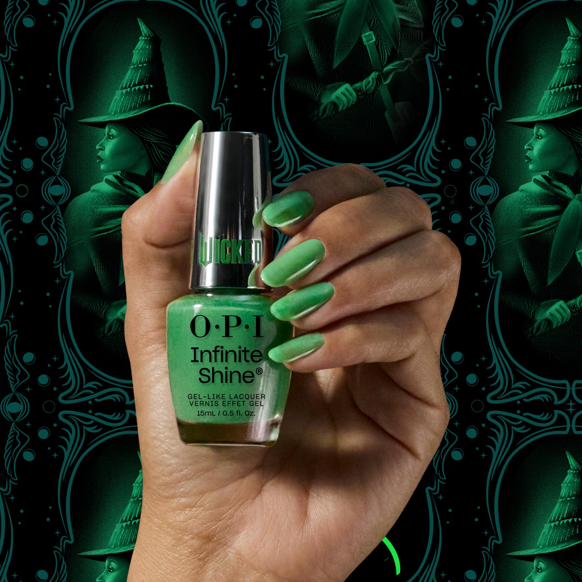 OPI Infinite Shine Long-Wear Green Nail Polish, Up to 11 days of wear & Gel-Like Shine, x Wicked Limited Edition Collection, OPI'm Phosphorescent!, 0.5 fl oz - Image 4