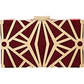 CARIEDO Women Evening Bag Elegant Clutch Purse Exquisite Velvet Metal Hollow out Handbags Prom Wedding Party