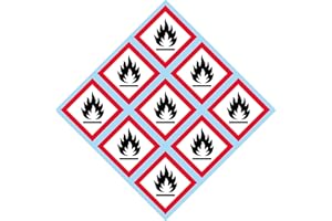 I MAKE DECALS GHS Flame, Fire, Pictogram, 2" W x 2" H Decal, Label, kit OSHA Compliant, Vinyl Sticker, Sheet, 9 of The Decals per Sheet