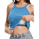Orrpally Women Ribbed Tank Tops Built in Bra Halter Tank Top Sleeveless Undershirt Tank