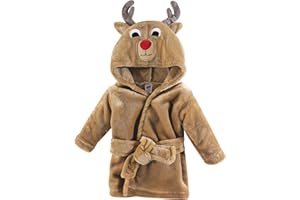Hudson Baby Soft Plush Bathrobe, Boy Reindeer, 0-9 Months