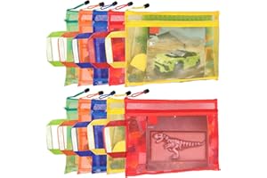 10 Pack 5 Color Mesh Zipper Pouch Bags, Nylon Puzzle Building Block Sets Toy Storage & Organization, Breathable See Through A