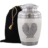 Angel Wings and Heart Cremation Urn - Solid Metal
