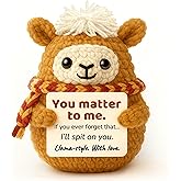 Krinisou Positive Animals Crochet Llama – Funny Cute Llama Birthday Gift for Best Friend Bestie, Romantic You Matter to Me Gift for Girlfriend Boyfriend, Valentine's Day