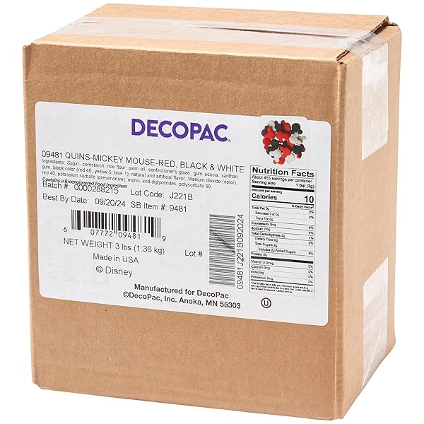 DECOPAC MICKEY MOUSE QUINS, RED/BLACK/WHITE, 3 POUNDS, RED, BLACK, WHITE