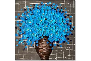 Alenoss 3D Oil Paintings Wall Art 20x20 Inches Abstract Flower Canvas Paintings for Living Room Bedroom Home Decorations and Kitchen Hotel Wall Art Ready to Hang