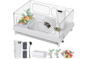 Geegoods Turtle Tank, Small Turtle Tank Kit, Turtle Aquarium with Filter, Colored Rocks, Brush and Small Plant for for Turtles, Crabs, Crayfish, Small Reptiles