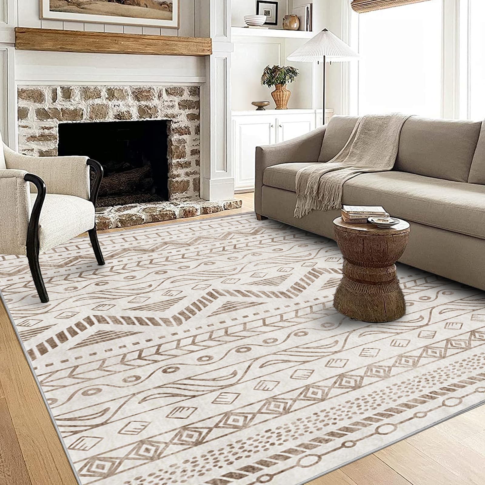 Photo 1 of 4’x6’ Area Rugs for Living Room Non Slip Low Pile Area Rugs Foldable Washable Area Rug for Bedroom Dining Table Office