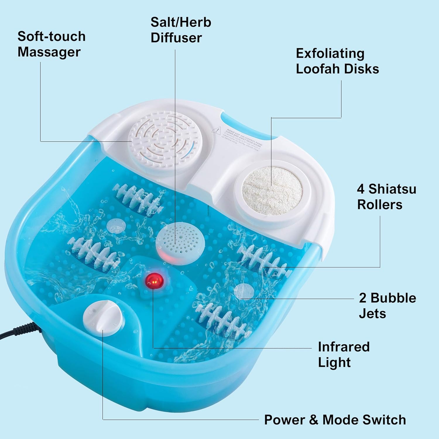 yosager Foot Spa with Heat, Bubbles Foot Bath Tub, Foot Massager with Infrared Relieve Stress, Pedicure Spa, Preserve Invariable Temperature, 4 Massage Rollers: Beauty