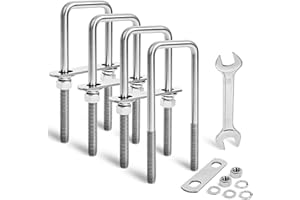 SRZTXU 4 Sets Heavy Duty Square u Bolts M12 Thread Size,304 Stainless Steel u-Bolts 2-1/16" W x 6-1/2" L,with Nuts,Bolt Plate and washers (4, M12 x 2-1/16" W x 6-1/2" L)