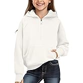 Cubear Girls Half-Zip Fleece Hoodie Sweatshirt Fashion Long Sleeve Pullover Top with Thumb Hole Preppy Clothes for Teen Girls