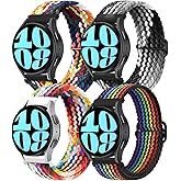 20mm Braided Elastic Bands for Samsung Galaxy Watch 7/FE/6/6 Classic 40mm 44mm 43mm 47mm 42mm 46mm Solo Loop Band, Adjustable Stretchy Nylon Fabric Sport Wristbands for Samsung Watch 7/6/5/4