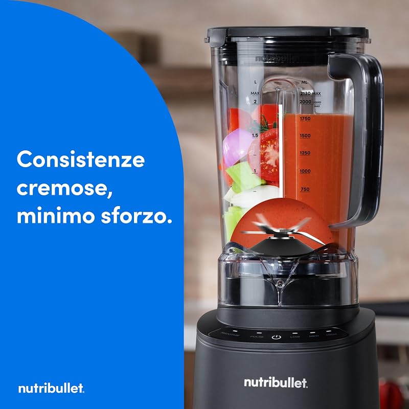 Power Core - Frullatore Caraffa 1200W 3 Vel. + Pulse 2,1L Nero