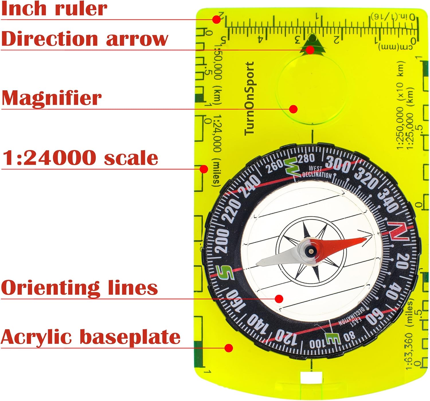 Orienteering Compass - Hiking Backpacking Compass - Advanced Scout Compass for Camping and Navigation - Boy Scout Compass for Kids - Professional Field Compass for Map Reading - Best Survival Gifts : Sports & Outdoors