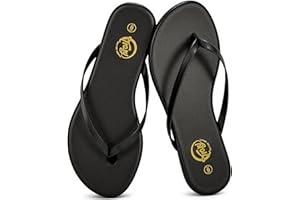 Trary Flip Flops for Women Round Toe Memory Foam Flats Summer Sandals for Women 2026 Vegan Leather Comfortable Womens Sandals Beach Essentials Slides