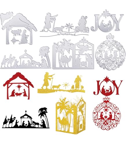 Adies 2pc Christmas A Savior Is Born Metal Die Cuts, Merry Party Deer Horse Invitation Cutting Dies Diy Scrapbooking Embossing Paper Card Making 14 0 X9 7c