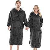 PJGGZ Wearable Blanket Hoodie for Women Men, Fleece Warm Comfy Hooded Sweatshirt with Pockets & Sleeves Cozy Gift for Adult