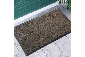 Yimobra Front Door Mat Outdoor Indoor, 29.5x17 All-Season Waterproof Door Mat Outside Entrance, All-Weather Non-Slip Outside Doormat for Garage Patio Entryway, Brown