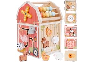 Montessori Toys for 1 2 3 Year Old, Wooden Farm Animal Toys for Toddlers 1-3, Baby 12-18 Months Toys, 1 2 Year Old Girl Boy B