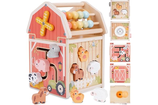 Montessori Toys for 1 2 3 Year Old, Wooden Farm Animal Toys for Toddlers 1-3, Baby 12-18 Months Toys, 1 2 Year Old Girl Boy B