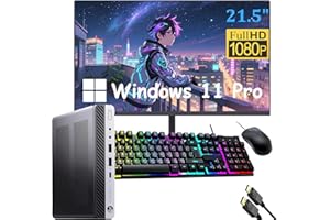HP Elitedesk 800 G3 Mini PC Desktop with 21.5" FHD Computer Monitor, Windows 11 Pro, Core i5-7500 3.4GHz, Up to 3.8GHz, 16GB 